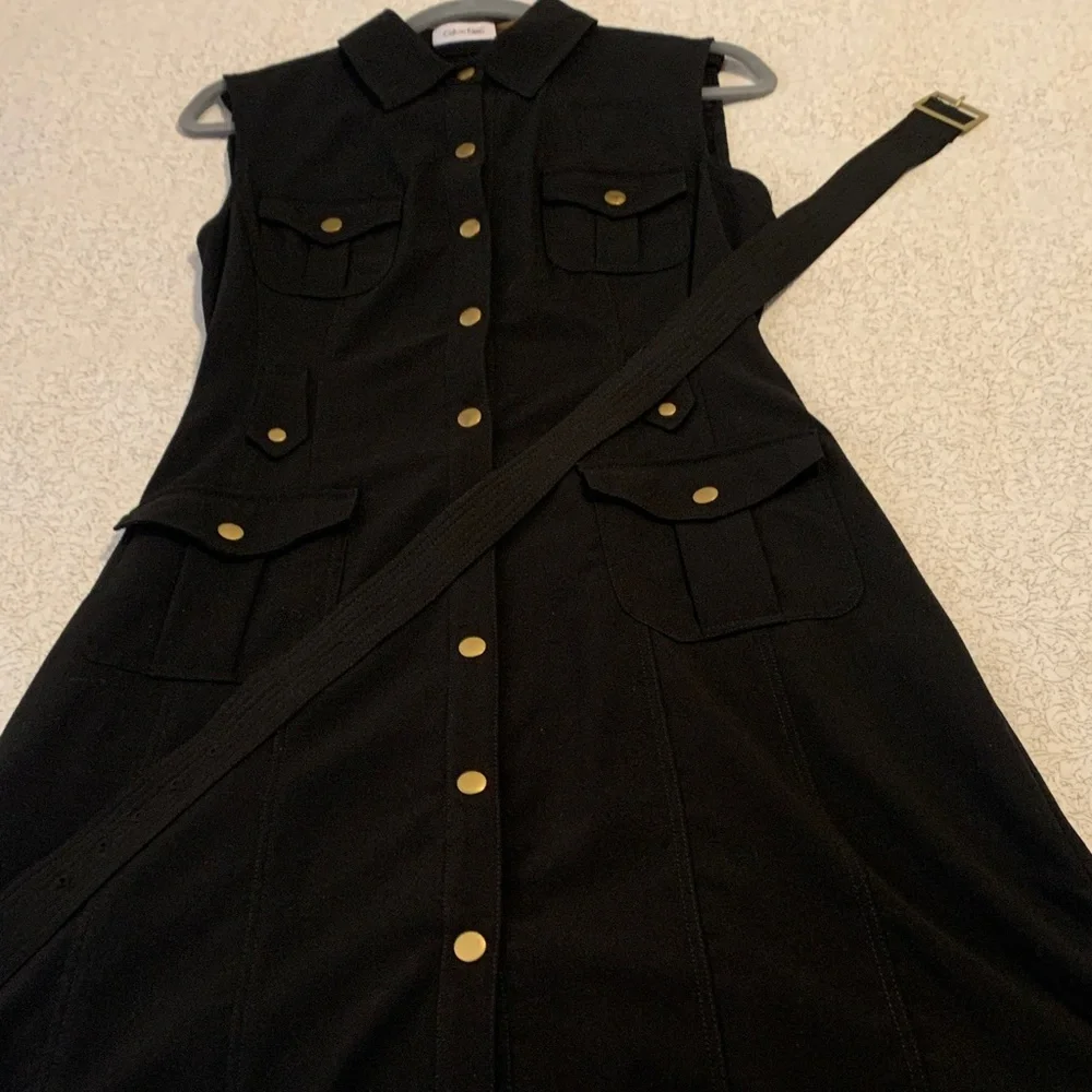 Calvin Klein Black Sleeveless Dress with Belt - Picture 13 of 14